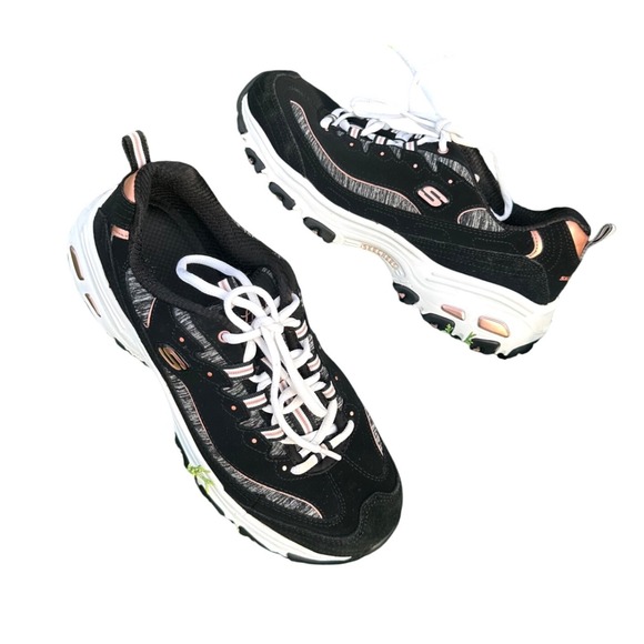 Skechers D'Lites Me Time Women's Memory Foam Sneakers Size 10 BLACK / ROSE GOLD - Picture 1 of 11